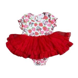 Disney Baby Girl Minnie Mouse Strawberry Tutu Onesie Dress Size 6-9 months
